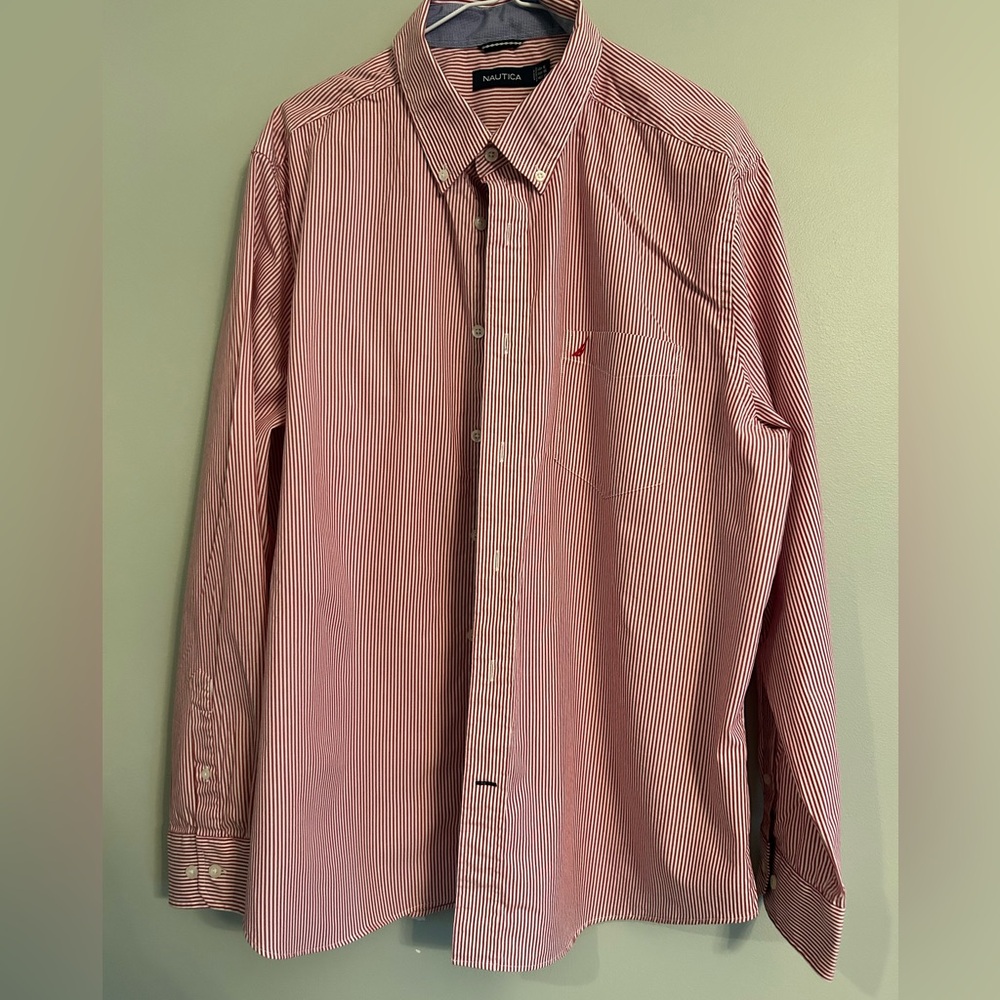 Nautica Men's Red Striped Shirt